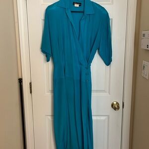 Vintage Women’s Blake Adam’s teal maxi dress size 11-12 short sleeved